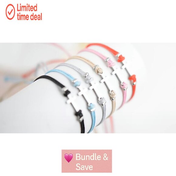 6-Piece Charm Bracelet Set Adjustable Strings Stainless Steel - Picture 8 of 8